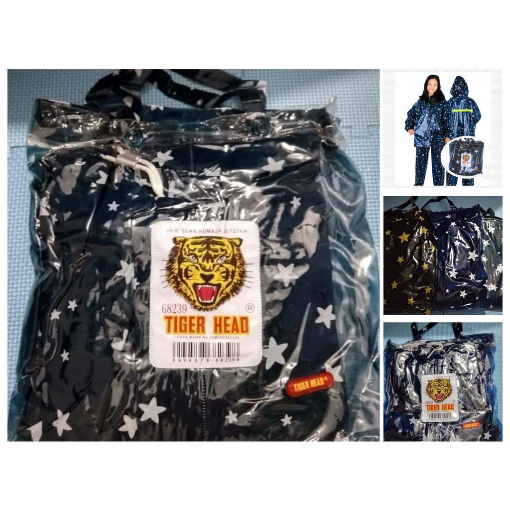 JAS HUJAN SETELAN REMAJA JETSTAR TIGER HEAD 68329 BAHAN TEBAL