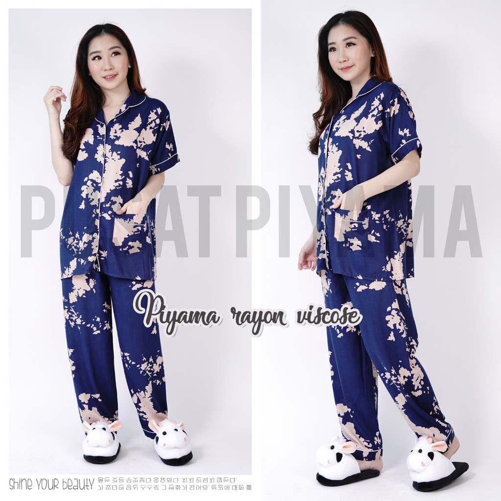 BEST SELLER DAILY SET PIYAMA RAYON PREMIUN LENGAN PENDEK / BAJU TIDUR WANITA RAYON TYE DYE KEKINIAN