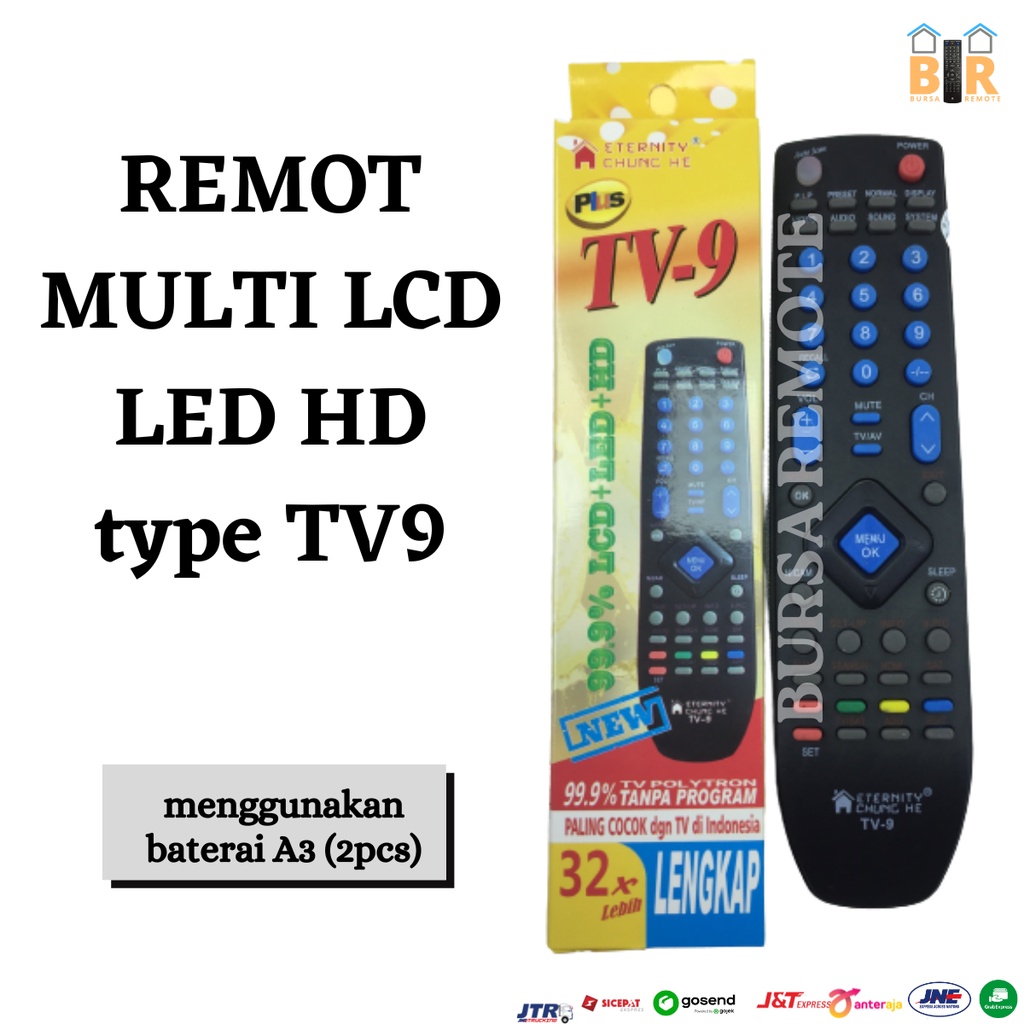 Remote MULTI TV TABUNG LCD LED +Digital Receiver PARABOLA-TV 9 Universal Serbaguna