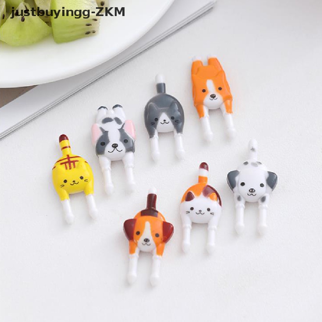 [justbuyingg] 7Pcs Cute Mini Animal Cartoon Fruit Forks Lunch Bento Accessories Party Decor [zkm]