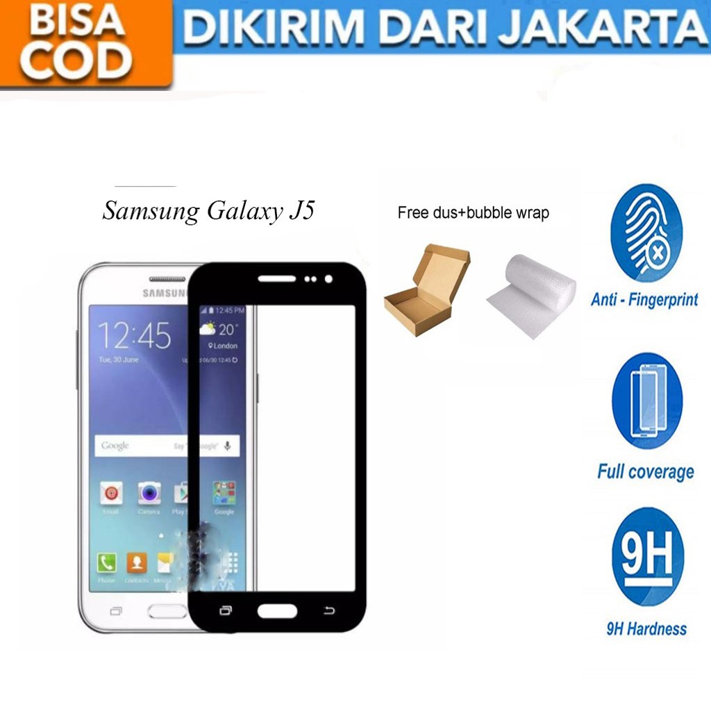 Samsung Galaxy J500 /J5 2015 Full Cover/Full Screen Tempered Glass Screen Protector Anti Gores