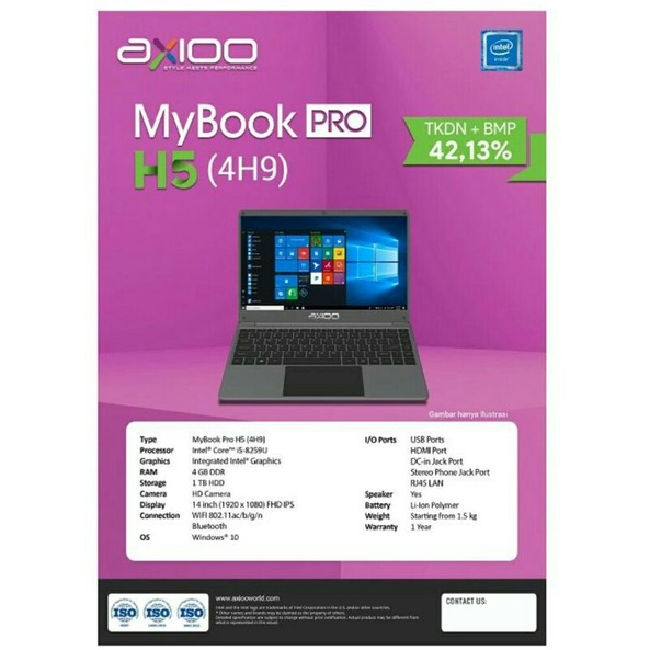 Axioo MyBook Pro H5 4H9 (4GB HDD 1TB) Notebook Laptop axioo Netbook leptop axio