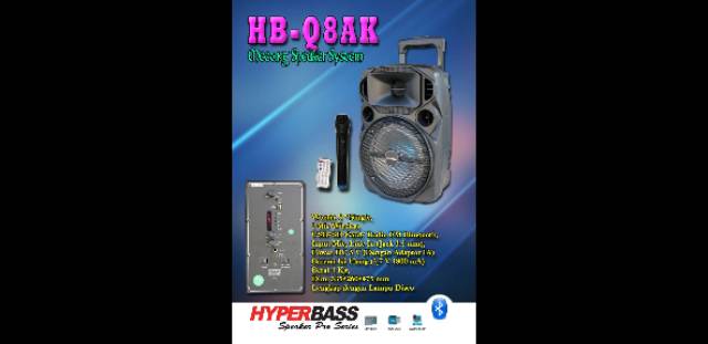 Speaker Portable 8 inch Hyperbass HB-Q8AK, Bonus Mic wirelees