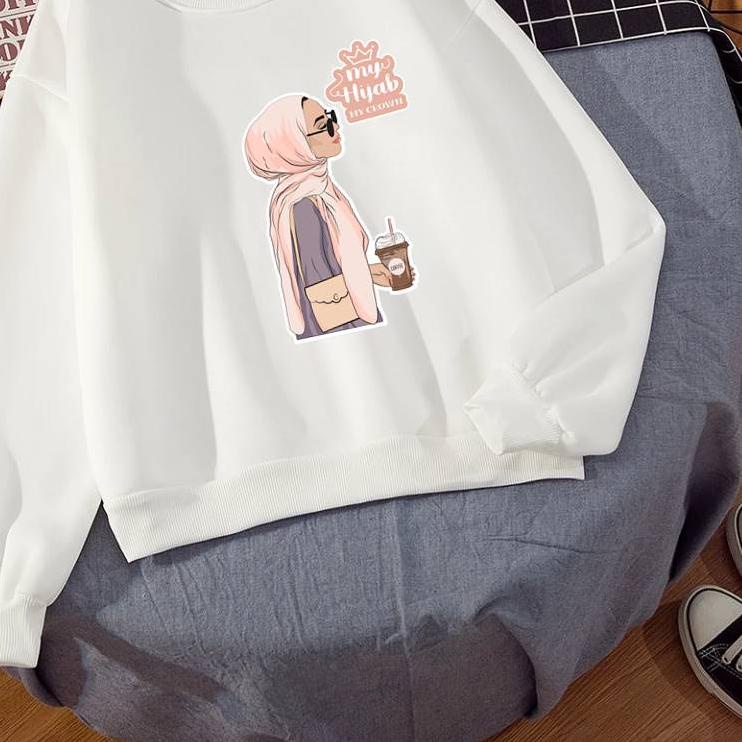 ✲ My Hijab My Crown Sweater Wanita Oversize M - XXL Fleece ✼