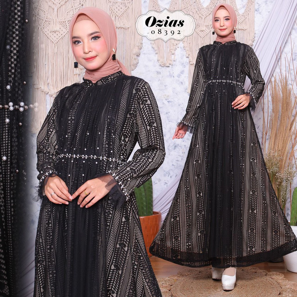 Gamis Ozias Murah Sparkel Brukat Mutiara Mewah Premium Ori
