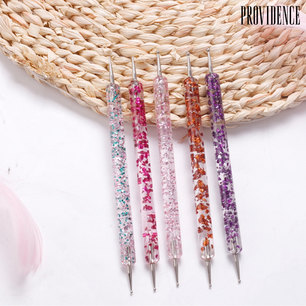 Providence 5pcs / Set Dotting Pen Nail Art Uv Gel Akrilik Kepala Ganda Untuk Manicure