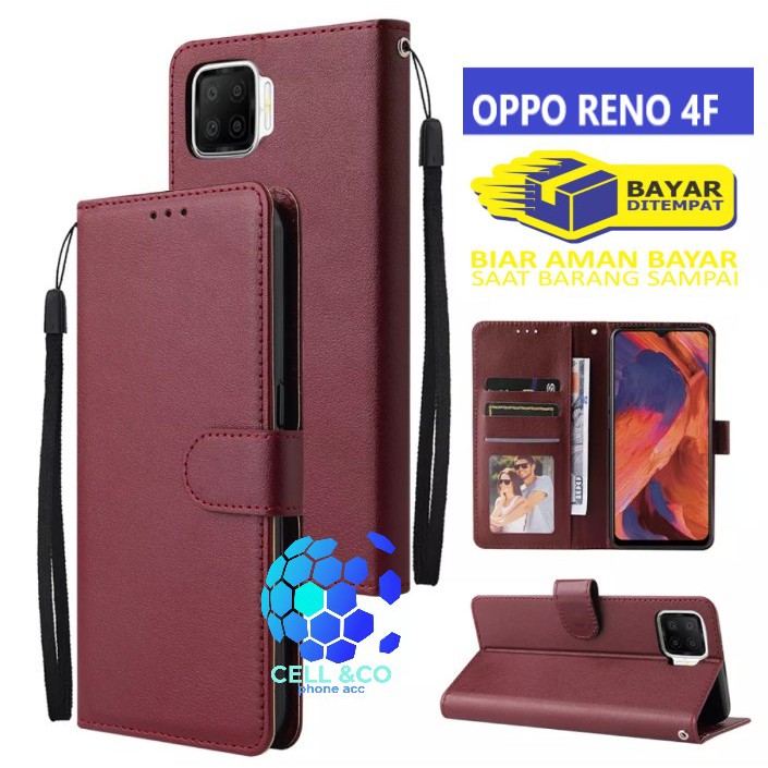 Flip cover OPPO RENO 4F Flip case buka tutup kesing hp casing flip case leather wallet