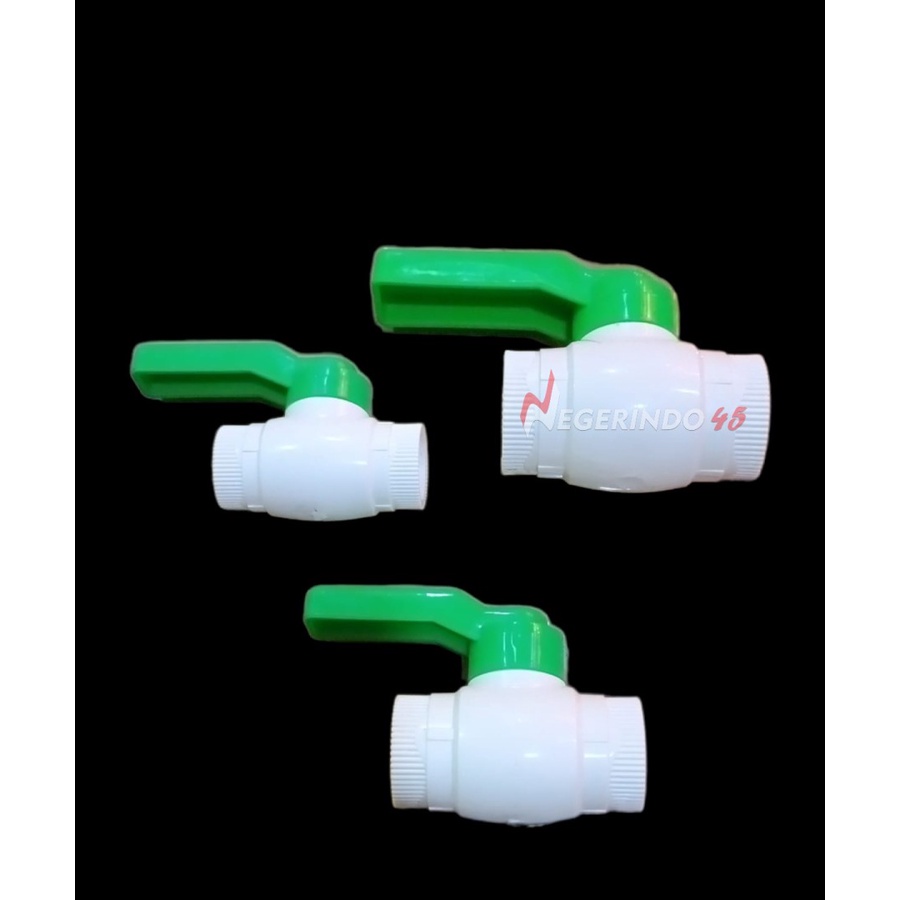 STOP KRAN AIR TEBAL POLOS 1/2&quot; 3/4&quot; 1&quot; BALL VALVE PVC GAGANG HIJAU IGM