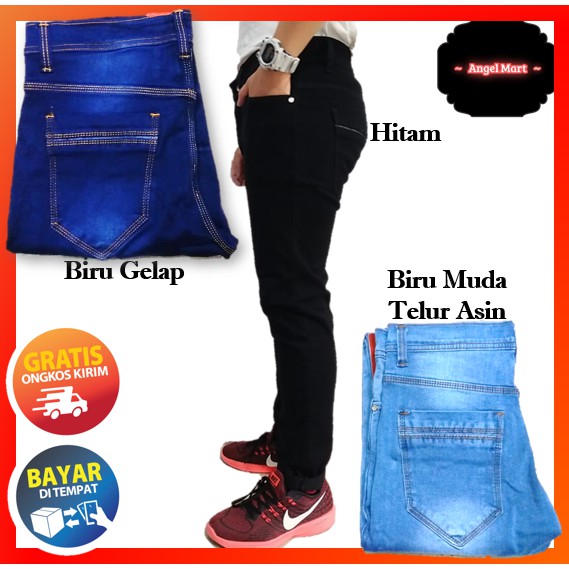 Celana Jeans Pria / Skinny Jeans Pria / Celana Panjang Hitam, Biru, Biru Gelap Soft Jeans Stretch / 