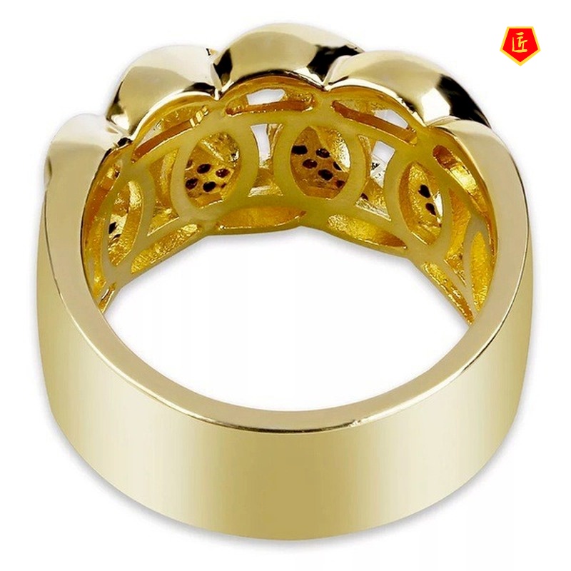 [Ready Stock]18K Gold Diamond-Studded Ring European and American Creative