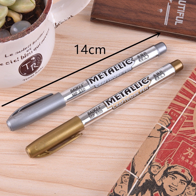 &lt; E2id &amp; &gt; Pulpen Metalik Warna Gold / Silver Untuk Album Foto / Scrapbook / Pesta Ulang Tahun