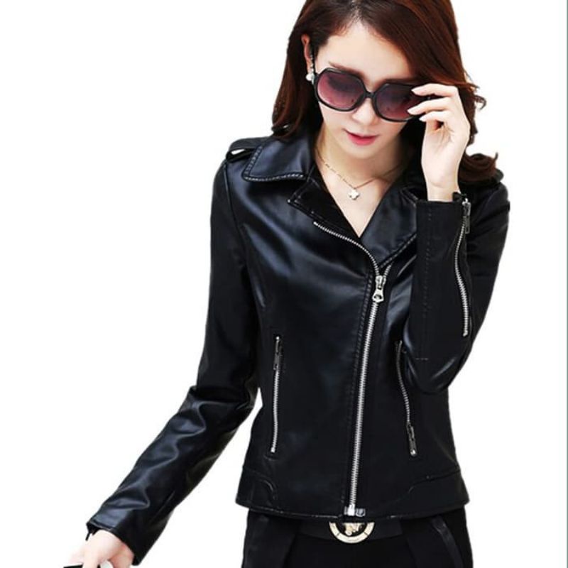 Jaket Kulit Wanita Crop Blazer Korean Premium Outfit Simpel Mamba