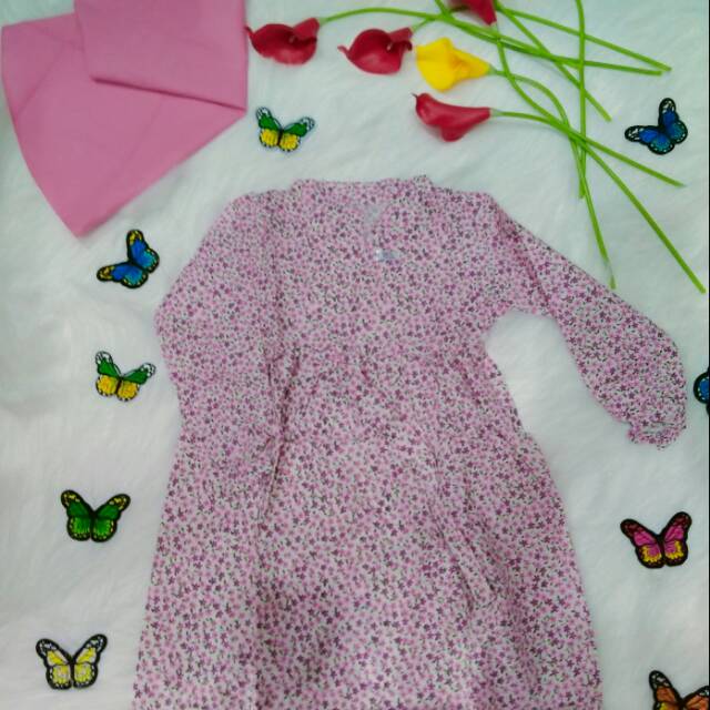 Baju muslim anak motif bunga