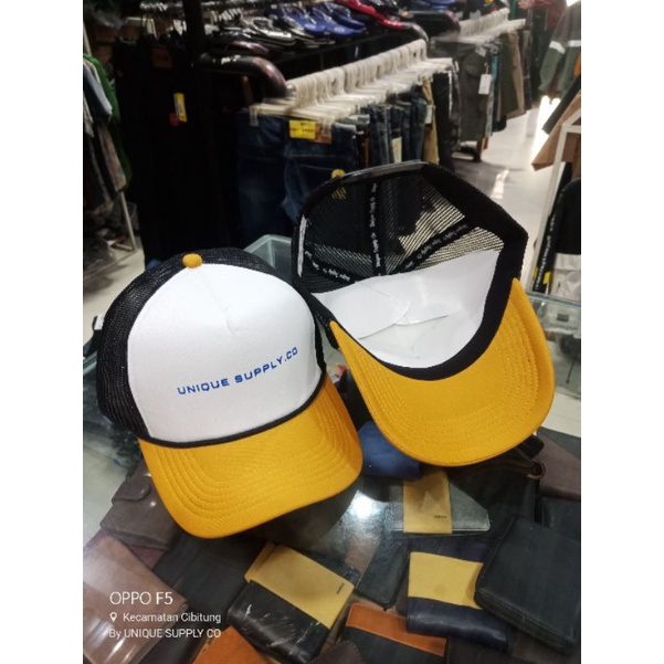 TOPI JARING PRIA/DISTRO/POLOCAPS/ORIGINAL/TRUCKER/BASEBALL CAPS/ PUTIH KUNING