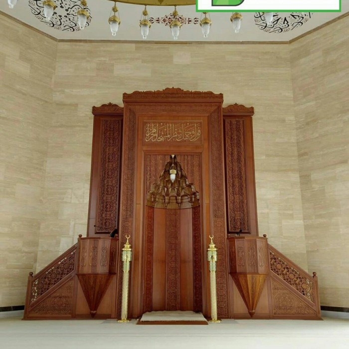 mihrab masjid kayu jati grade A / mimbar masjid minimalis