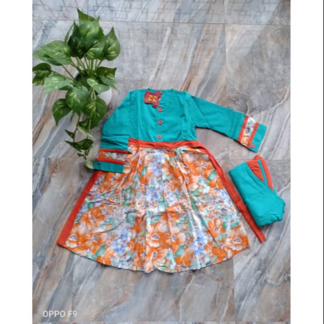 Gamis Anak KEKE size 1 GM SR 181903 tosca motif bunga bunga