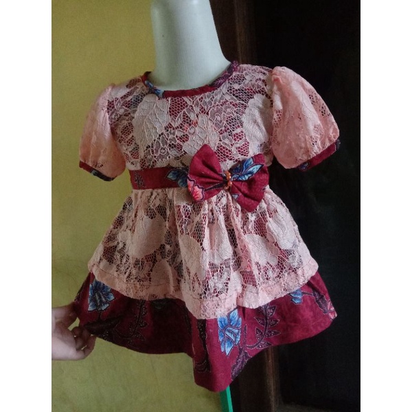 DRESS ANAK PEREMPUAN LUCU BAJU ANAK BROKAT KOMBINASI BATIK MODERN CANTIK