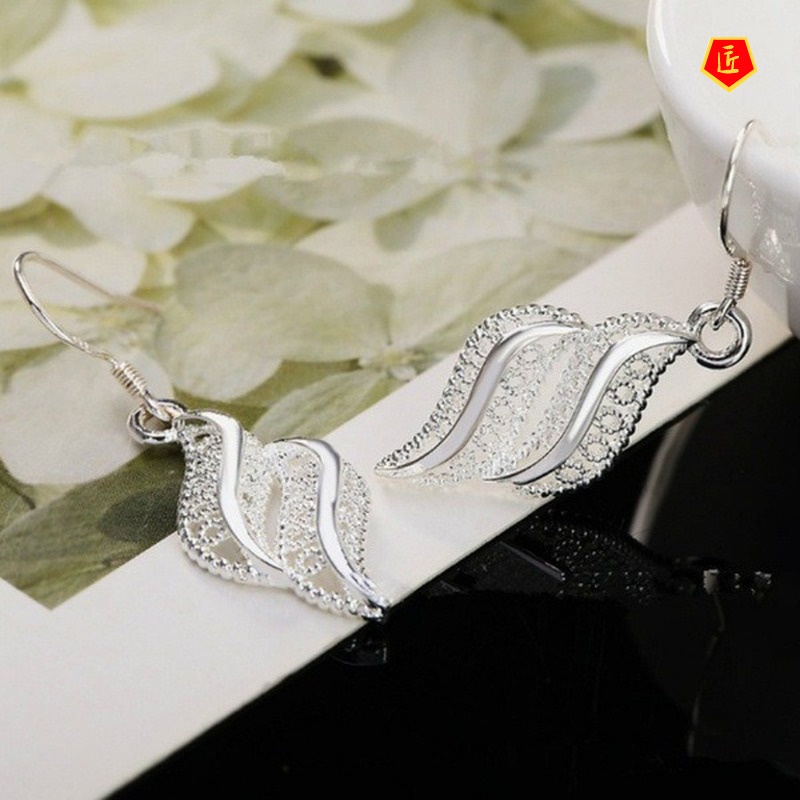 [Ready Stock]Female Geometric Soft Hollow Stud Earrings 925 Silver Fashion