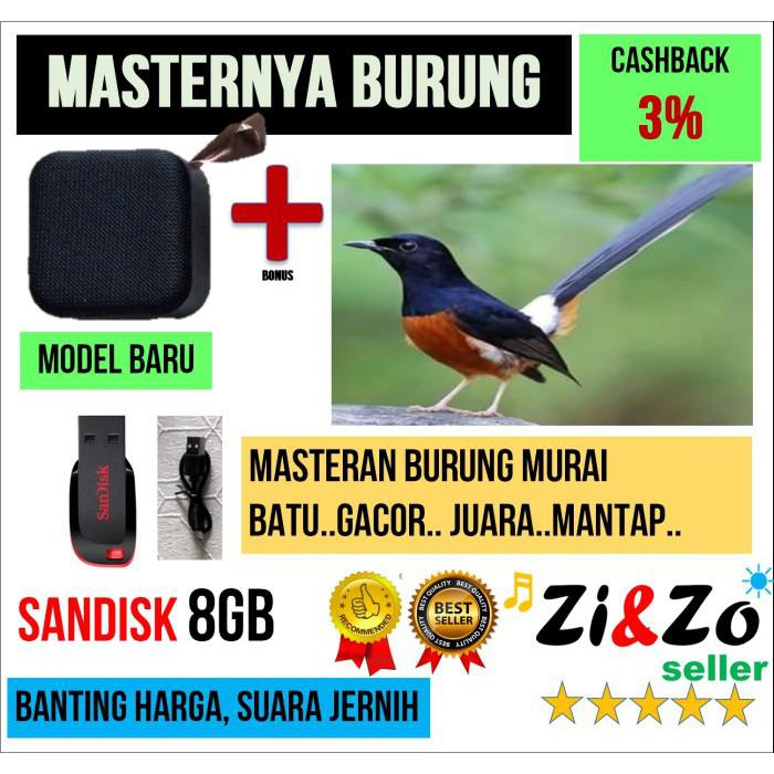 Lian | Speaker Mini T5 Usb 8Gb Bonus Isi Mp3 Masteran Burung Murai Batu Gacor Kekinian Terlaris