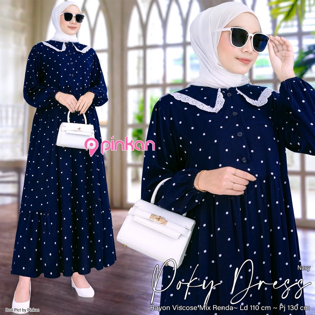 TULIP MIDI DRESS LD 110CM. PB. 130CM || POKI MIDI DRESS BY PINKAN LD.110CM PB. 120CM BAHAN RAYON VIS