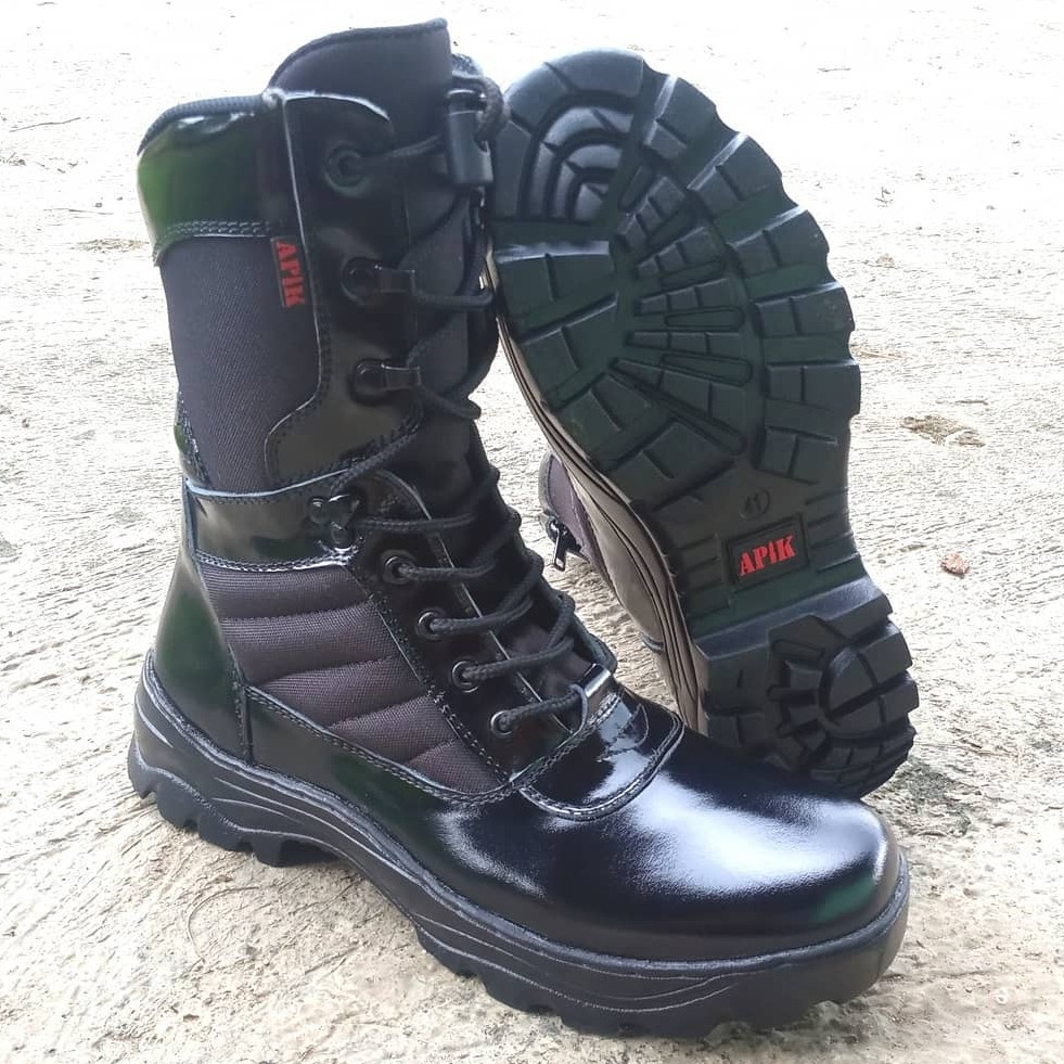 SEPATU PDL DELTA TITAN KILAP ASLI KULIT SAPI MERK APIK SEPATU PDL DINAS TNI POLRI SECURITY SATPAM