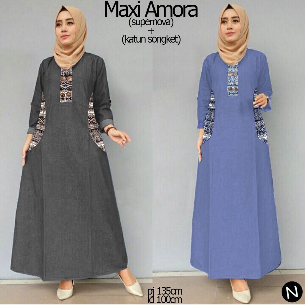 PROMO TERLARIS 66119 maxi amora/maxi dress/dress muslim/maxi songket/baju muslim