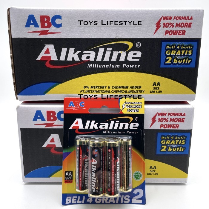 Batu Baterai ABC Alkaline AA / A2 Battery 1.5V (4+2) 1 Box