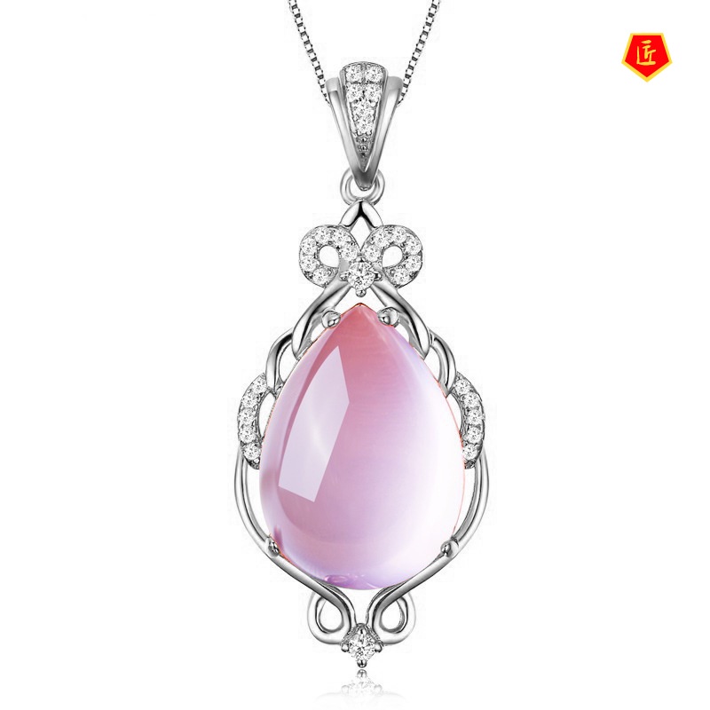 [Ready Stock]Fairy Crystal Rose Quartz Pendant Female Elegant Graceful