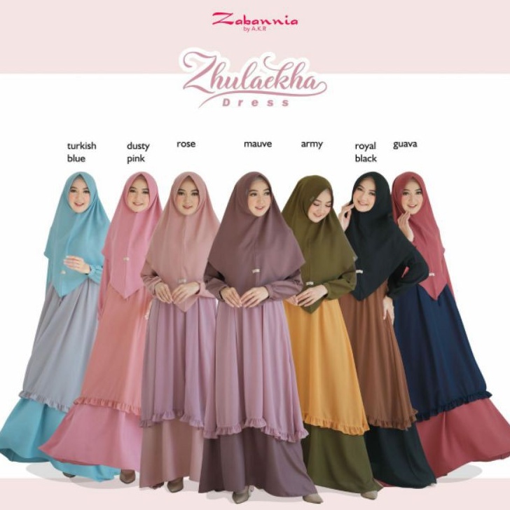 Gamis Zulaekha Set Dapat Khimar &amp; Pashmina