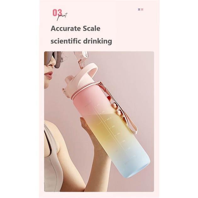 Botol Air Minum Portable Kapasitas Besar 000ml Dengan Sedotan Untuk Olahraga / Fitness / Travel