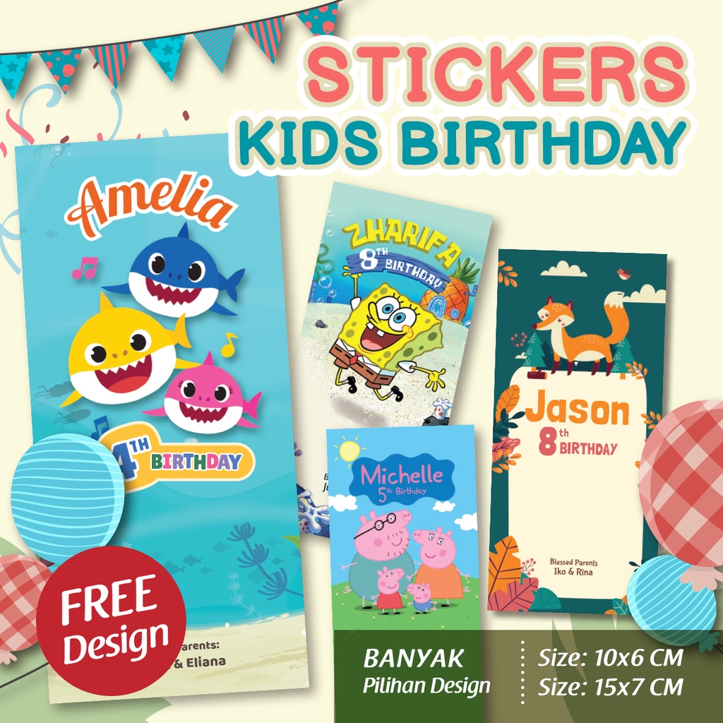 

[Isi 60-100] Sticker Ulang Tahun Tema Anak-Anak