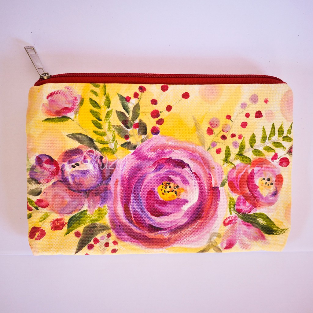 

Pouch Lukis Abstract Peonies Nazia Fabric Painting