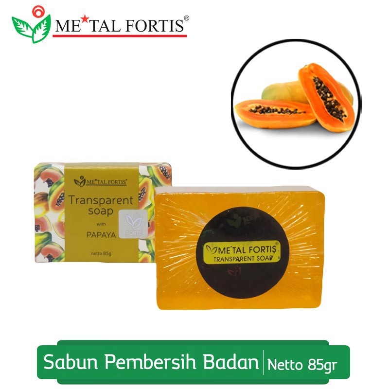 CUCI GUDANG Sabun Badan Muka Metal Fortis Transparent Papaya / Cucumber / Bengkoang / Sereh / Rice Milk 85gr