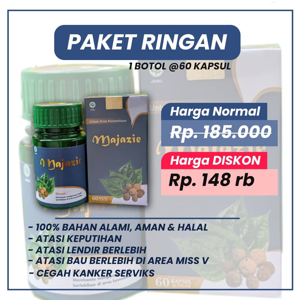Majazie Obat Herbal Miss V Kewanitaan & Promil Manjakani Hindia - Obat Keputihan Pil Perapat Miss V-PAKET RINGAN 1 BOTOL