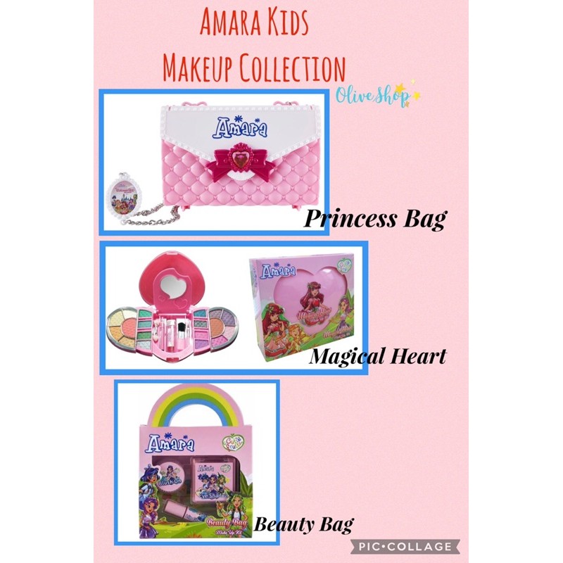 OliveShop ❤️ Amara Makeup Anak Kids Make Up Beauty Bag Princess Bag Magical Heart Make Up Kit