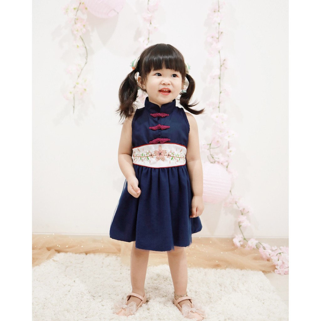 AZZURA DRESS | Dress Anak Perempuan | Baju Pesta Anak Perempuan | Dress Bordir Anak | Dress Cheongsam Anak