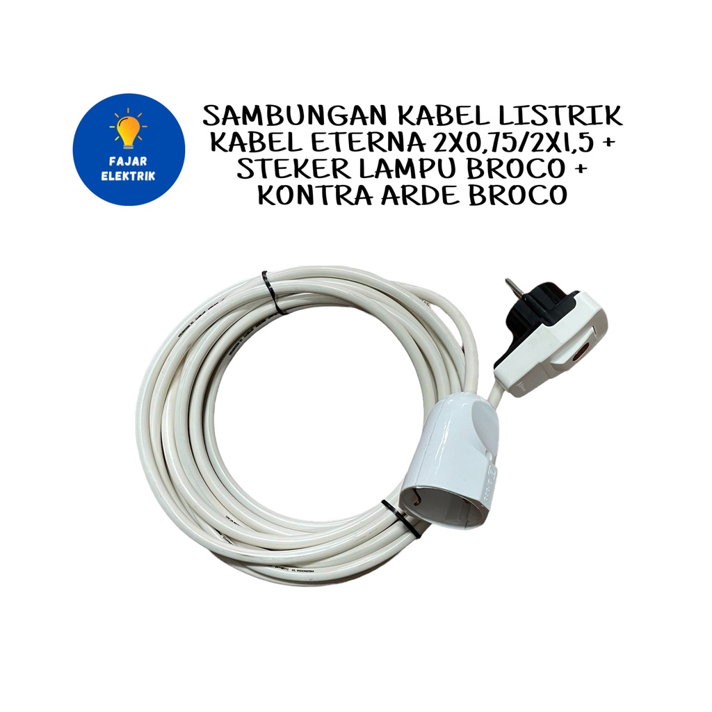 SAMBUNGAN KABEL LISTRIK ETERNA + STEKER LAMPU BROCO + KONTRA BROCO