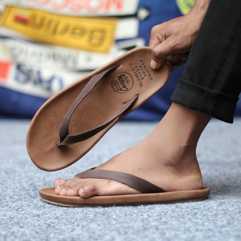 WALET Sandal Kulit Asli Pria Sendal Jepit Keren Sndal Casual Santai Harian Murah