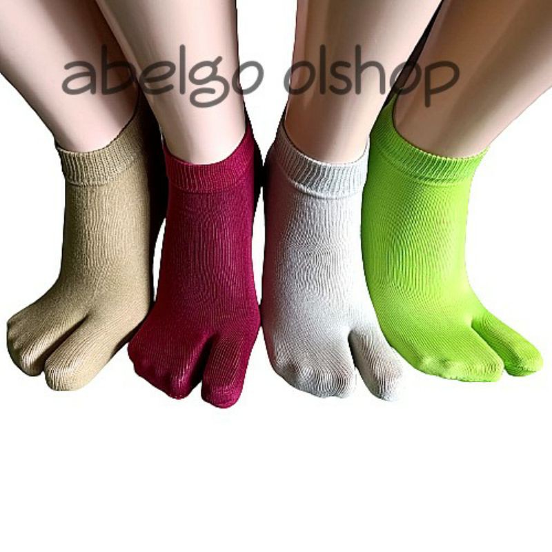 kaos kaki jempol pendek polos/motif lembut nyaman di pakai bahan nylon spandex