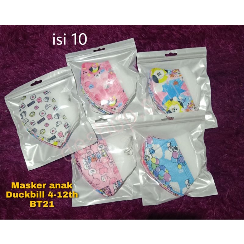 deshop.sby - Masker Duckbill BT21 Anak Murah isi 10 pcs