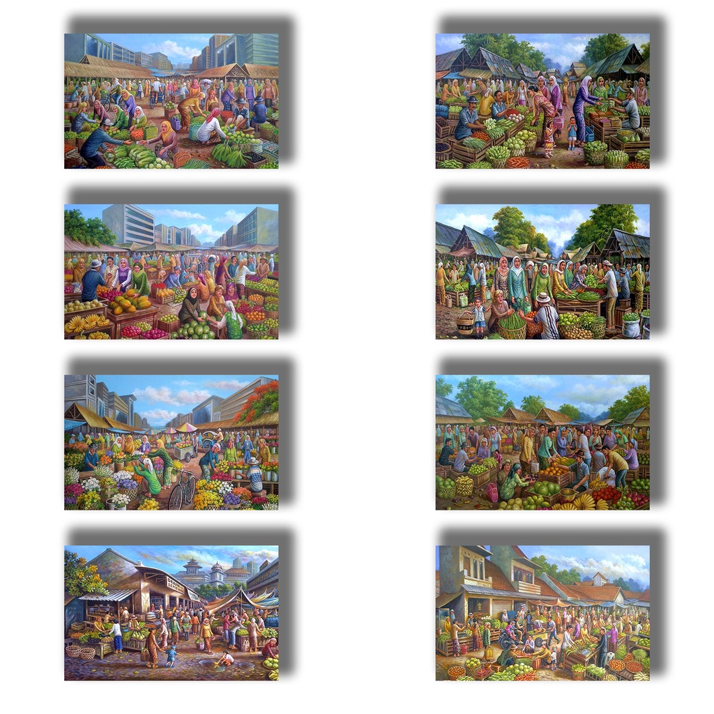 HIASAN DINDING LUKISAN PASAR TRADISIONAL