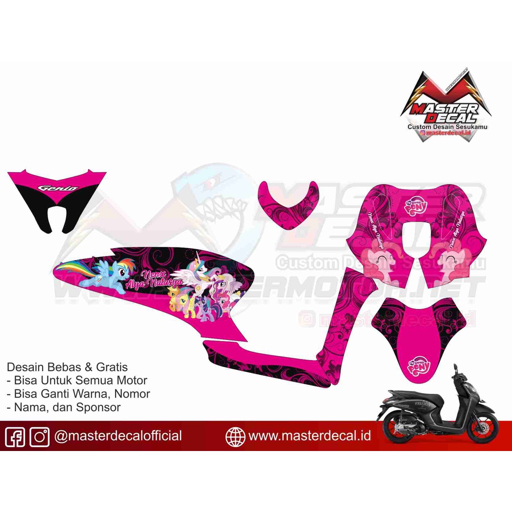 Stiker Decal Motor Honda Genio Pony Pink