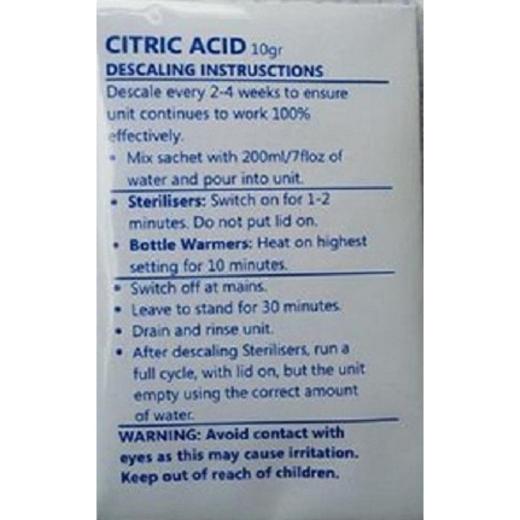 AVENT CITRIC ACID DESCALING POWDER - STERILLIZER 10 GRAM 1 PC