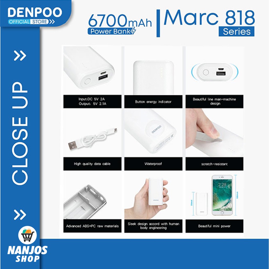 DENPOO Power Bank Marc 818 Series / Power Bank Hp / PowerBank Murah