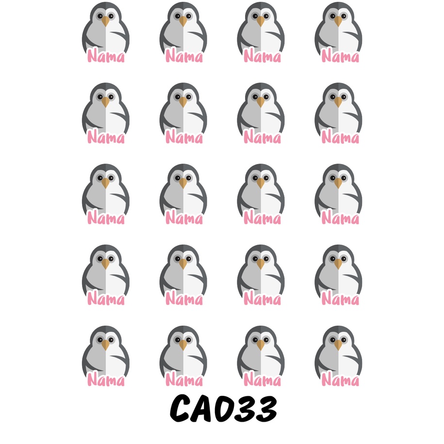 

Sticker Nama Cutting Label Waterproof Tahan Air Pinguin A (CA033)