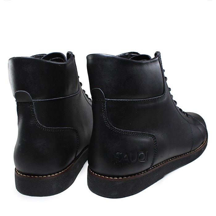 Sepatu Boots Pria Sauqi Baly Black Kulit Asli Kerja Kantor Pria Gantle