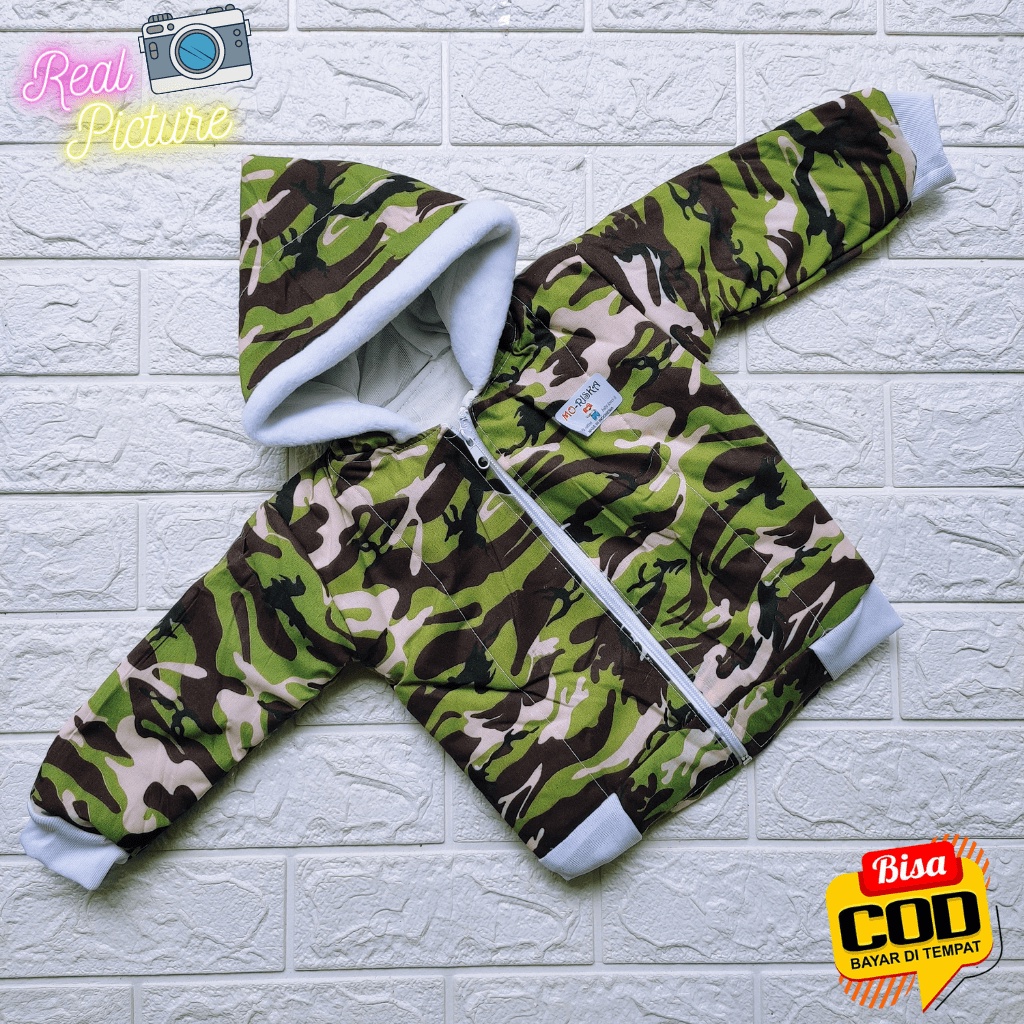 Jaket Hoodie Bayi Usia 0-9 Bulan Motif Loreng Tentara Meyriana Collection