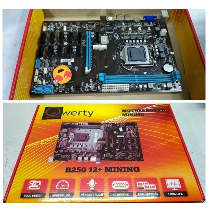 Motherboard B250 12+ Mining BTC 12 Slot GPU QWERTY