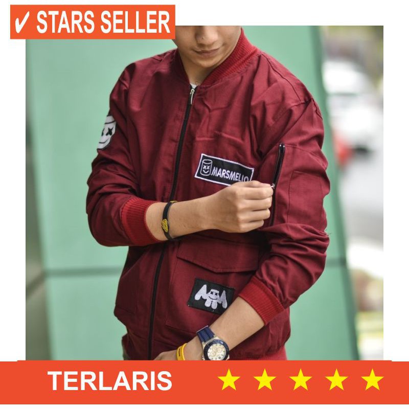 JACKET HIJAKET  MERAH KUNING HIJAU PUTIH MERAH POLOS PRIA WANITA   Jaket Bomber Pria Marshmello