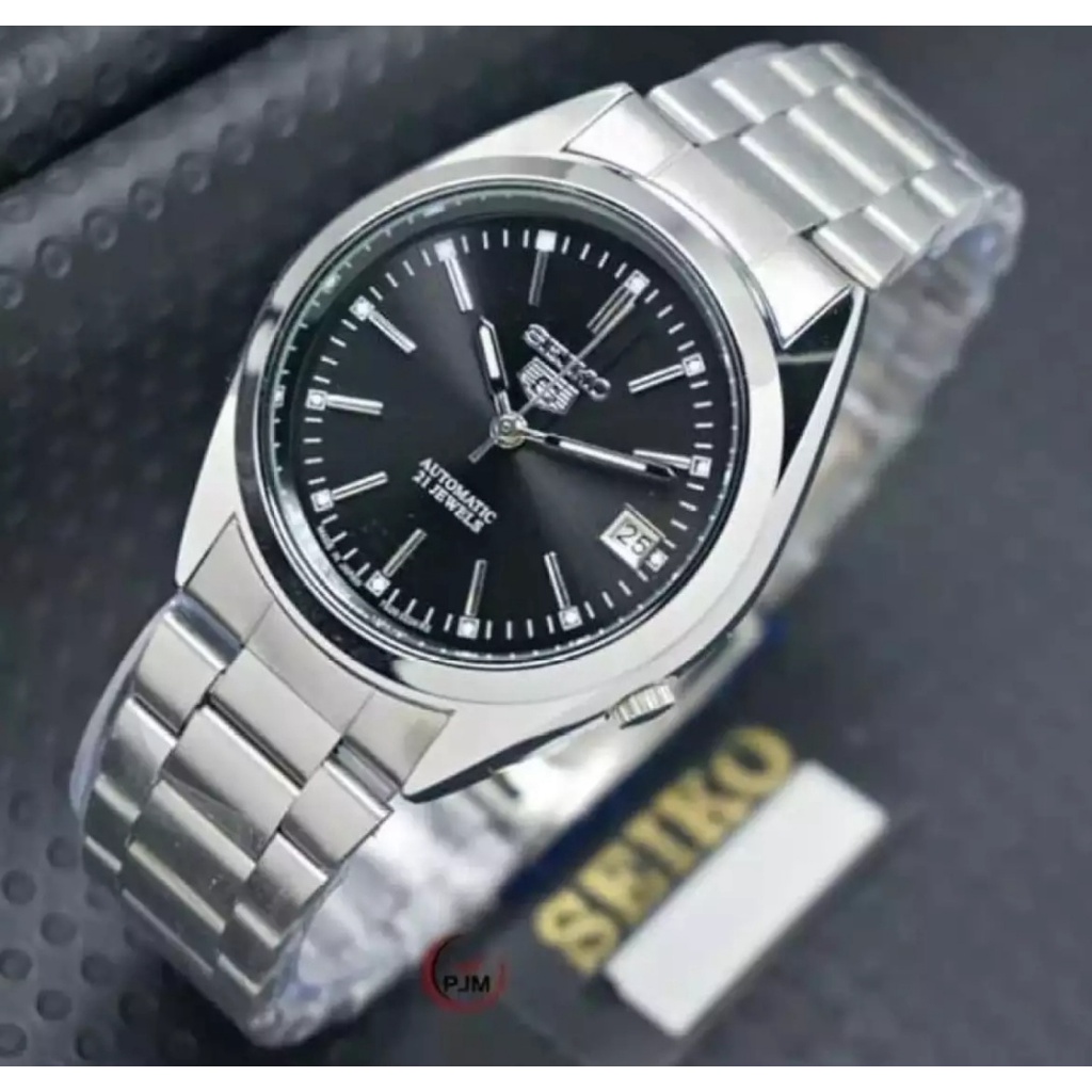 jam tangan Seiko 5 Automatic tanpa batrai tanggal aktif rantai stainless